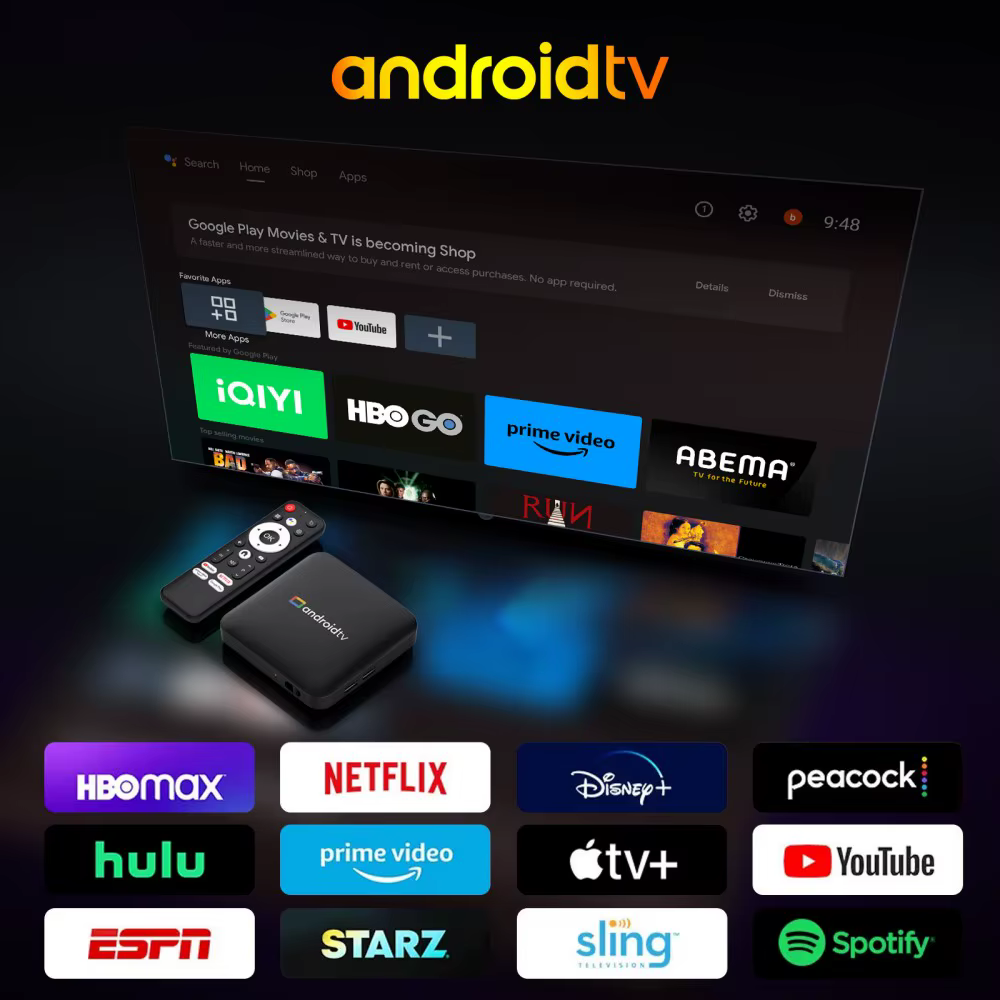 4K IPTV streaming box with remote control for Canadian channels